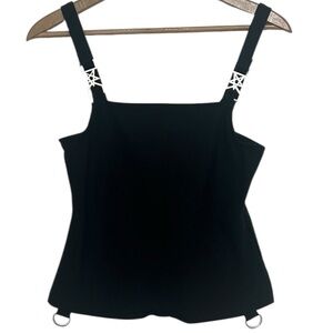 Killstar Black Goth Tank Top Large Witchy Strap Hardware Corset Style